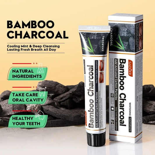 SADOER Bamboo Charcoal Whitening Toothpaste – Deep Clean & Bright Smile with Activated Carbon Particles ( The Savings Spot Sale )