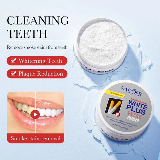 SADOER White Plus Tooth Powder – Advanced Whitening Formula for Smoke & Tea Stains ( The Savings Spot Sale )