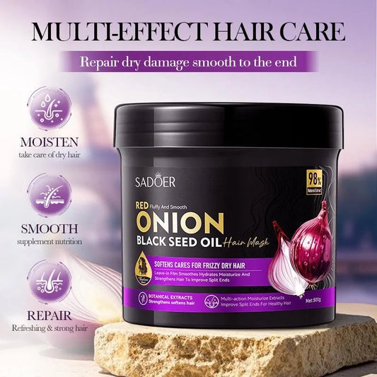 SADOER Red Onion Black Seed Oil Hair Mask | Strengthens Roots & Promotes Fast Hair Growth ( The Savings Spot Sale )