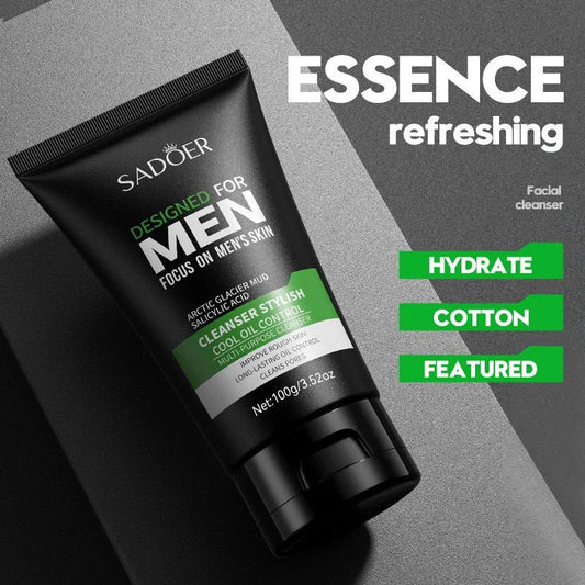 SADOER Arctic Glacier Mud Salicylic Acid Cleanser for Men – Deep Clean, Oil Control & Pore Purifying Formula ( The Savings Spot Sale )