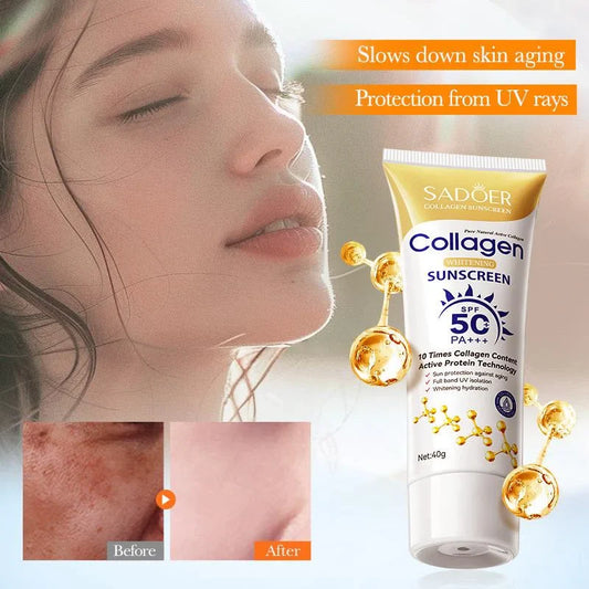 SADOER Collagen Whitening Sunscreen SPF 50+ PA+++ – Brightening &amp; Anti-Aging Sun Protection ( The Savings Spot Sale )