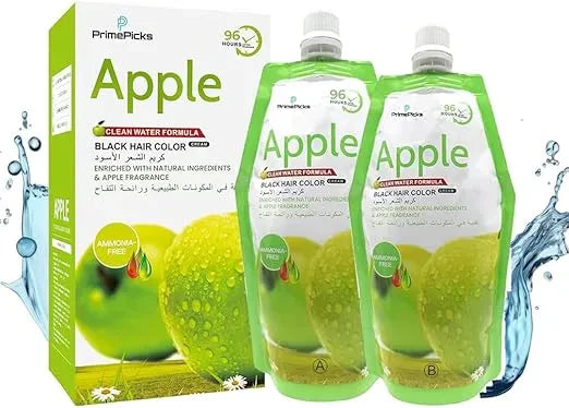 Apple Ammonia-Free Black Hair Cream – Natural Shine, Deep Black, and Damage-Free Color