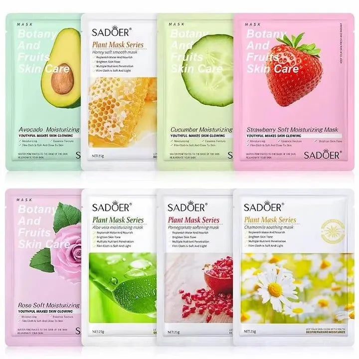 Sheet Mask Variety Pack - 8 Hydrating & Brightening Masks - The Body Essential