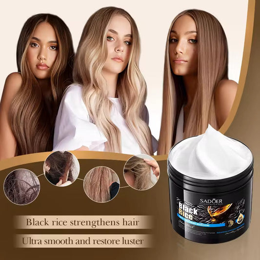 SADOER Black Rice Smooth Repairing Nourishing Hair Mask – Deep Repair & Silky Smooth Care ( The Savings Spot Sale )