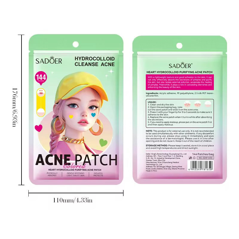 SADOER Hydrocolloid Cleanse Acne Patch - 144 Patches / Bag