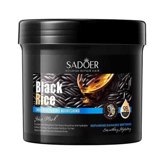 SADOER Black Rice Smooth Repairing Nourishing Hair Mask – Deep Repair & Silky Smooth Care ( The Savings Spot Sale )