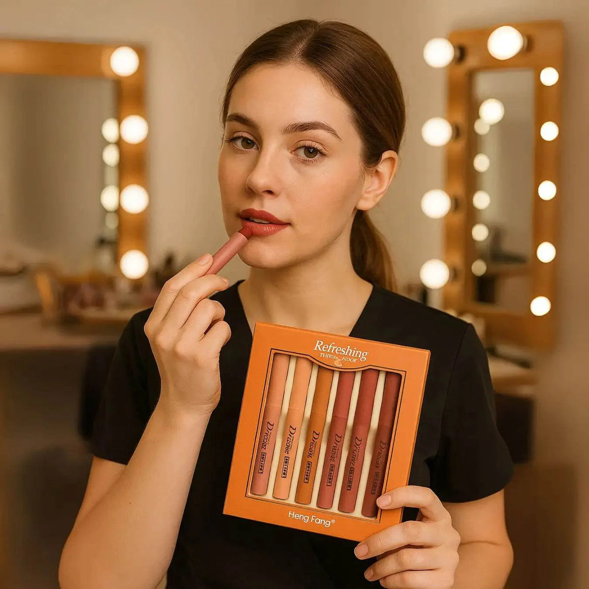 Heng Fang 6-PC Matte Lip Crayon Set: Nude & Bold, Long-Lasting Comfort - The Body Essential
