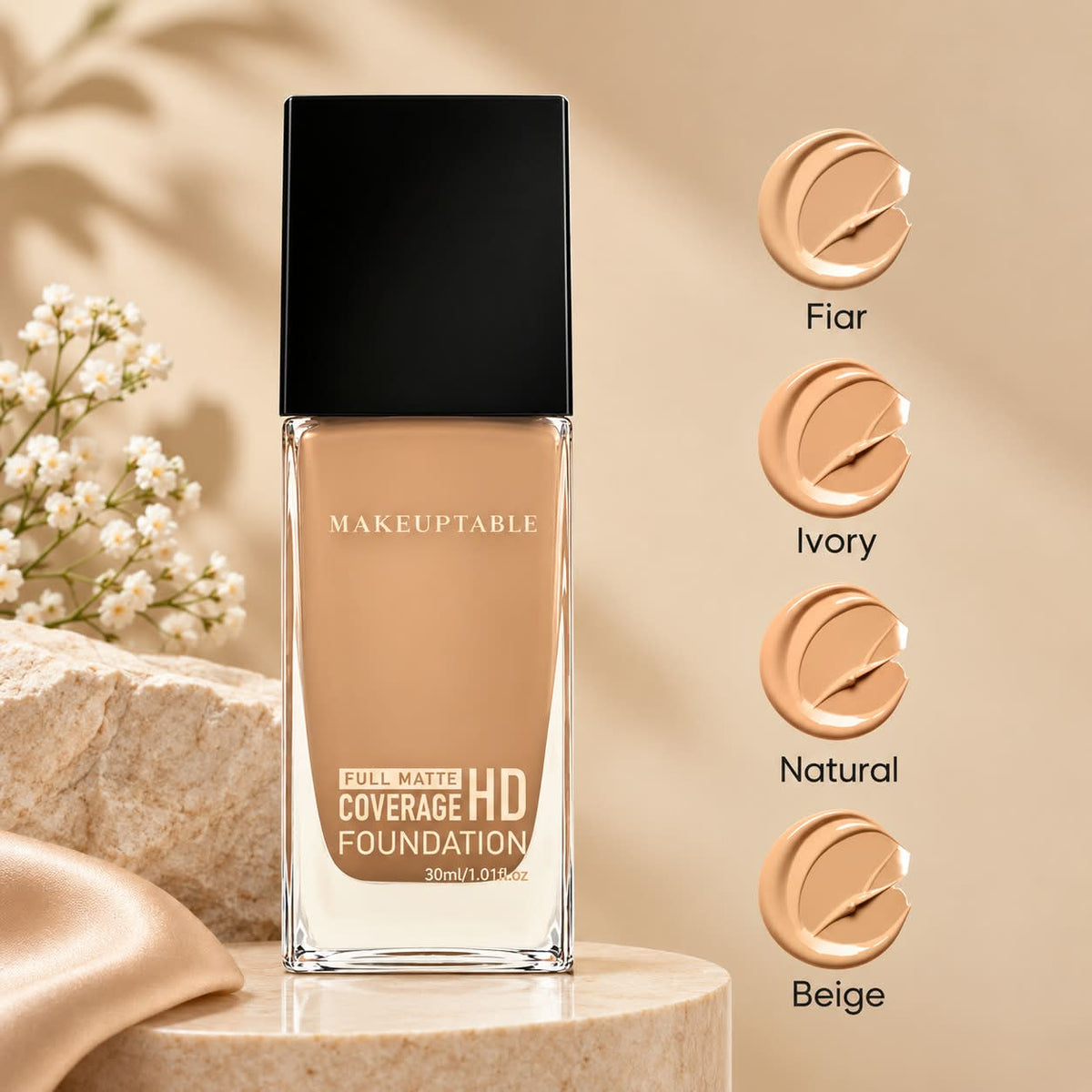 MAKEUPTABLE Full Matte Coverage HD Foundation – 30 ml