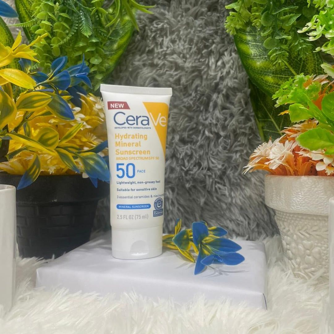 CeraVe Hydrating Mineral SPF 50 Sunscreen for Face - Sensitive Skin